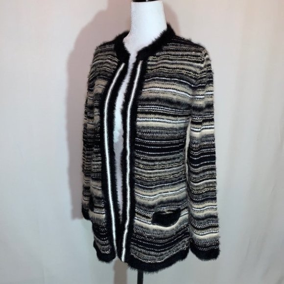 𝅺Olsen Europe Chunky Knit Sweater Casual Striped Cardigan Size XS - Picture 6 of 8
